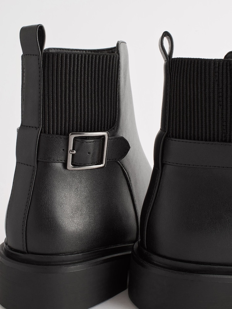 Black Regular/Wide Fit Forever Comfort® Buckle Detail Ankle Boots - Image 7 of 7