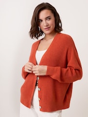 Celtic & Co. Orange Studio Slouchy Ribbed V-Neck Cardigan - Image 1 of 8