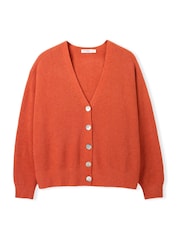 Celtic & Co. Orange Studio Slouchy Ribbed V-Neck Cardigan - Image 5 of 8