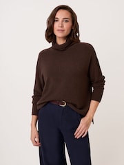 Celtic & Co. Brown Studio Slouchy Roll Neck Jumper - Image 3 of 7
