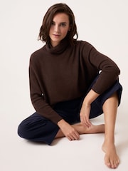 Celtic & Co. Brown Studio Slouchy Roll Neck Jumper - Image 4 of 7