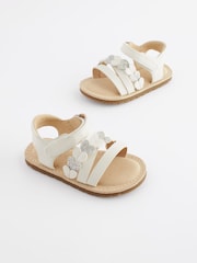 White Wide Fit (G) Touch Fastening Corkbed Sandals - Image 1 of 6