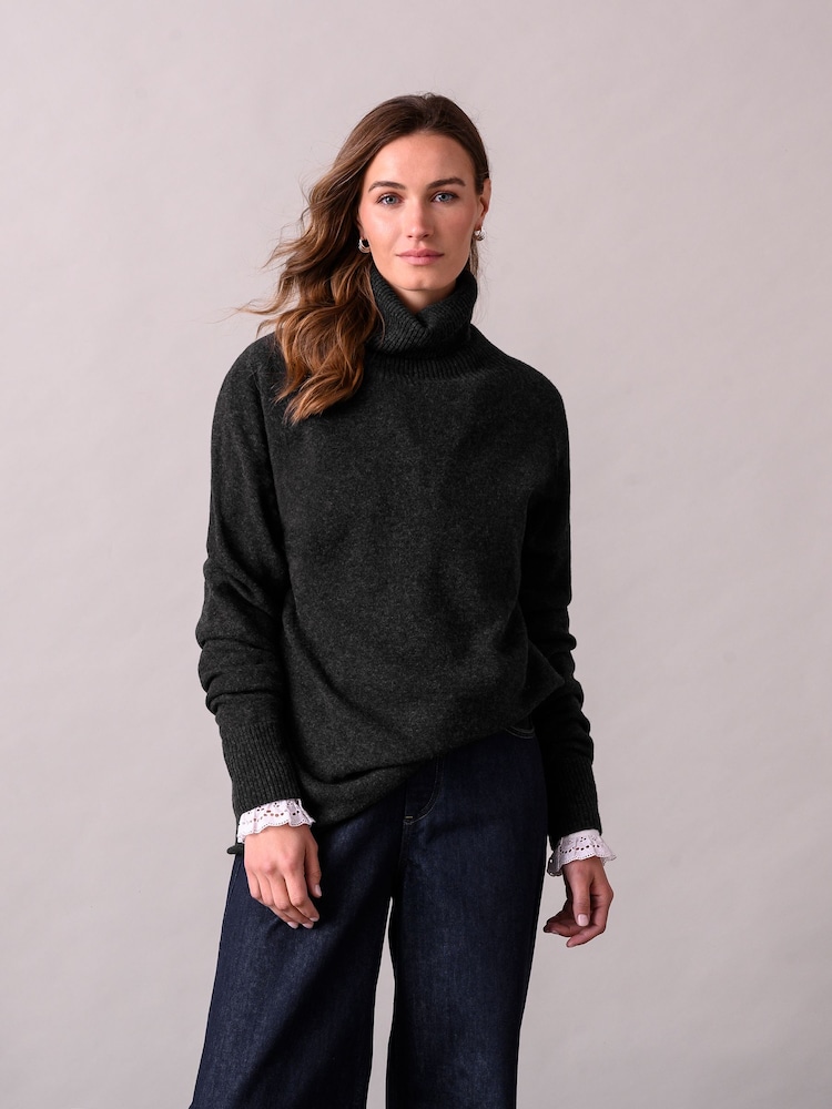 Celtic & Co. Grey Supersoft Slouch Roll Neck Jumper - Image 1 of 4 Celtic & Co. Grey Supersoft Slouch Roll Neck Jumper - Image 1 of 4