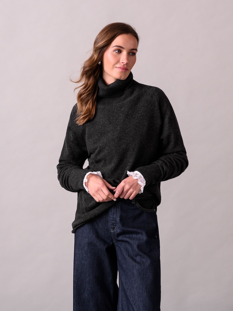 Celtic & Co. Grey Supersoft Slouch Roll Neck Jumper - Image 2 of 4 Celtic & Co. Grey Supersoft Slouch Roll Neck Jumper - Image 2 of 4