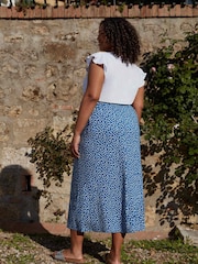 Live Unlimited Blue Ditsy Floral Print Jersey Midi Skirt - Image 2 of 3
