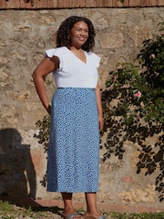 Live Unlimited Blue Ditsy Floral Print Jersey Midi Skirt - Image 3 of 3