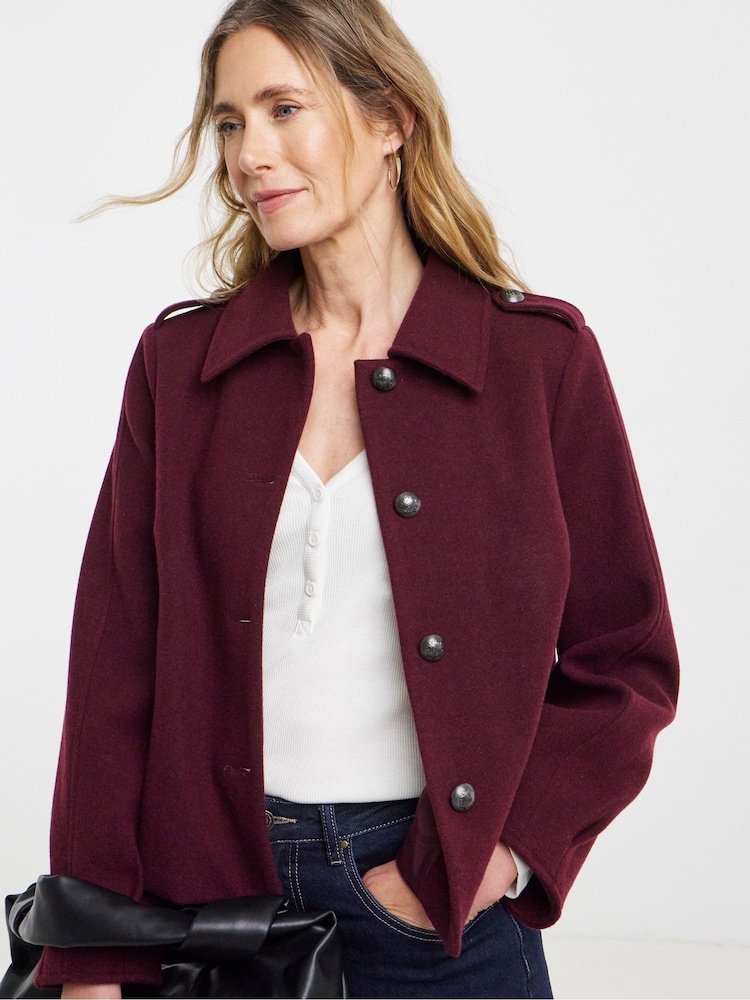 JD Williams Red Short Button Front Jacket - Image 2 of 4 JD Williams Red Short Button Front Jacket - Image 2 of 4