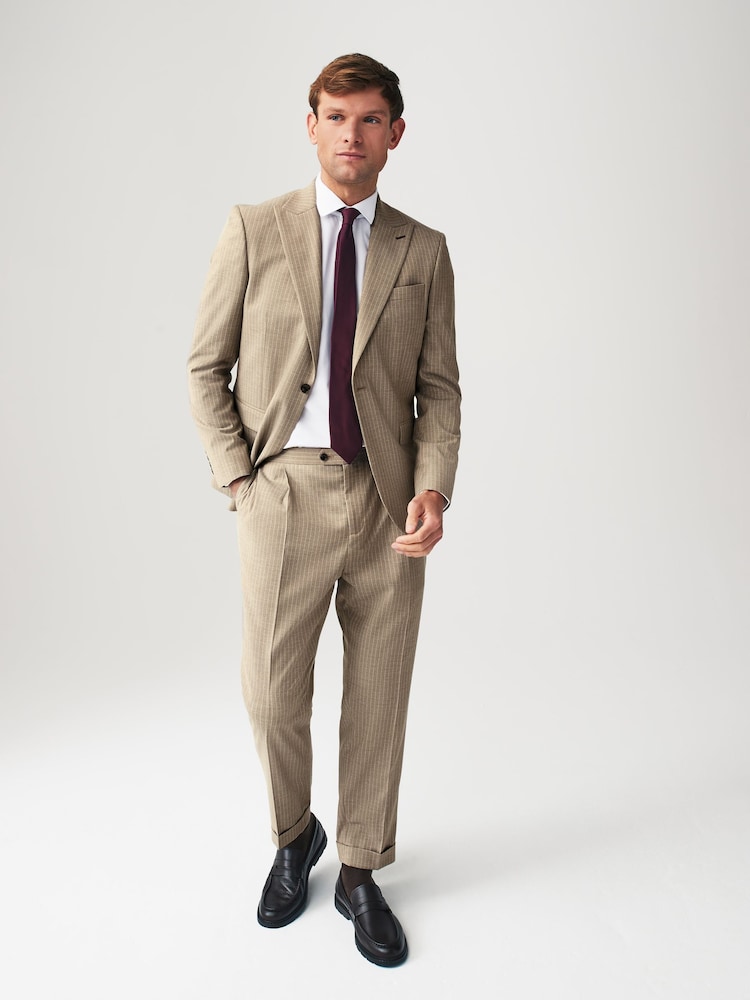 Neutral Relaxed Fit Stripe Suit: Trousers - Image 2 of 8