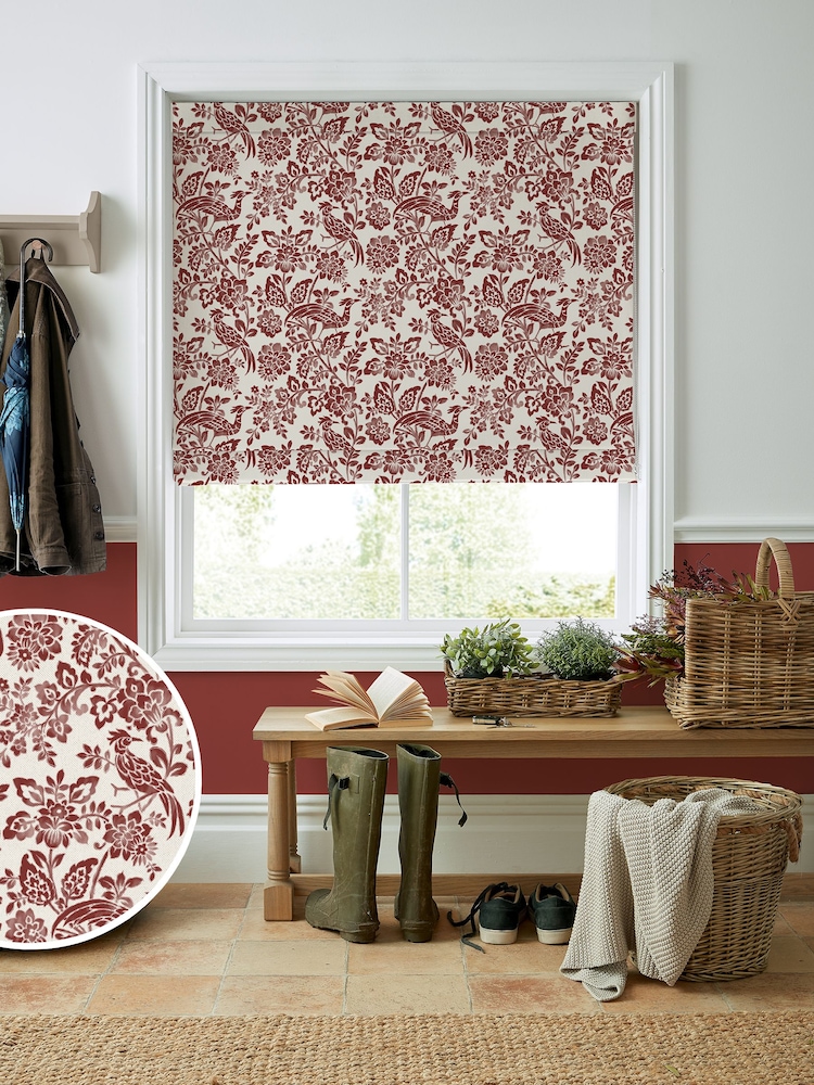 Laura Ashley Red Adain Palace Made to Measure 100% Cotton Roman Blinds - Image 1 of 5
