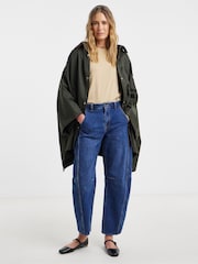 JD Williams Green Cord Collar Coated Cape Jacket - Image 1 of 4