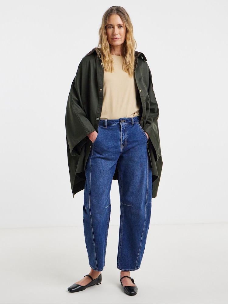 JD Williams Green Cord Collar Coated Cape Jacket - Image 1 of 4
