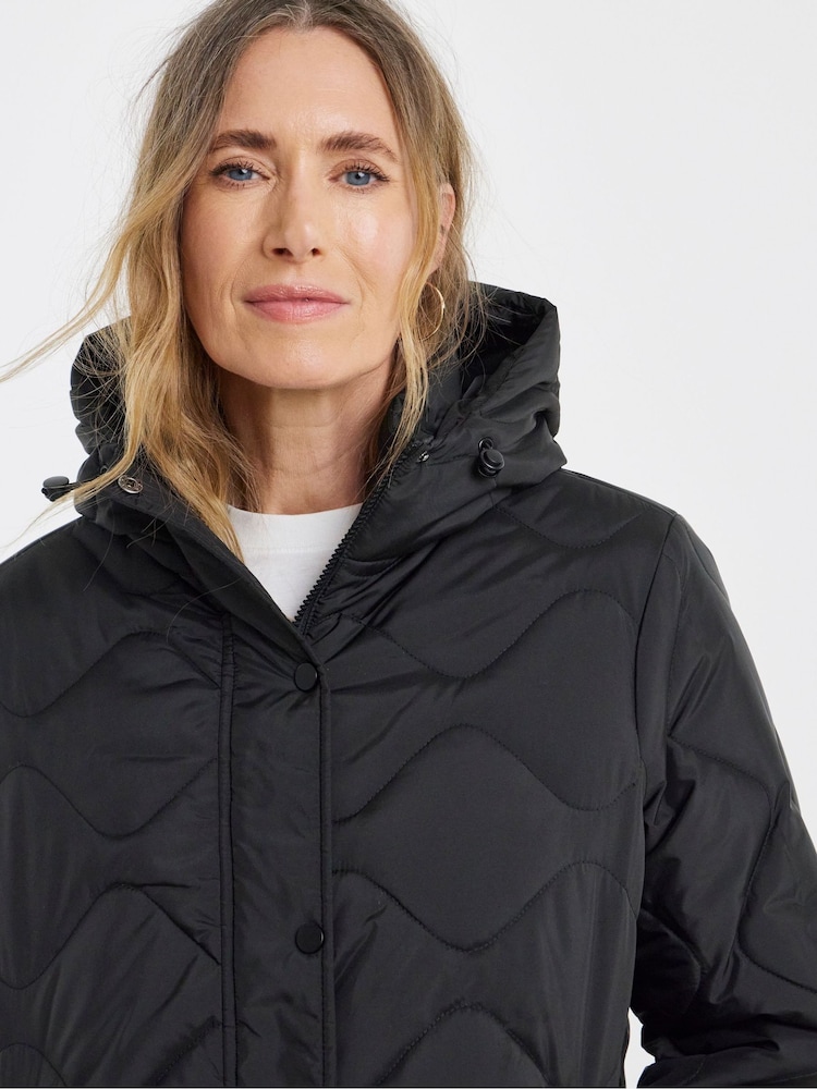 JD Williams Black Short Quilted Jacket - Image 4 of 4