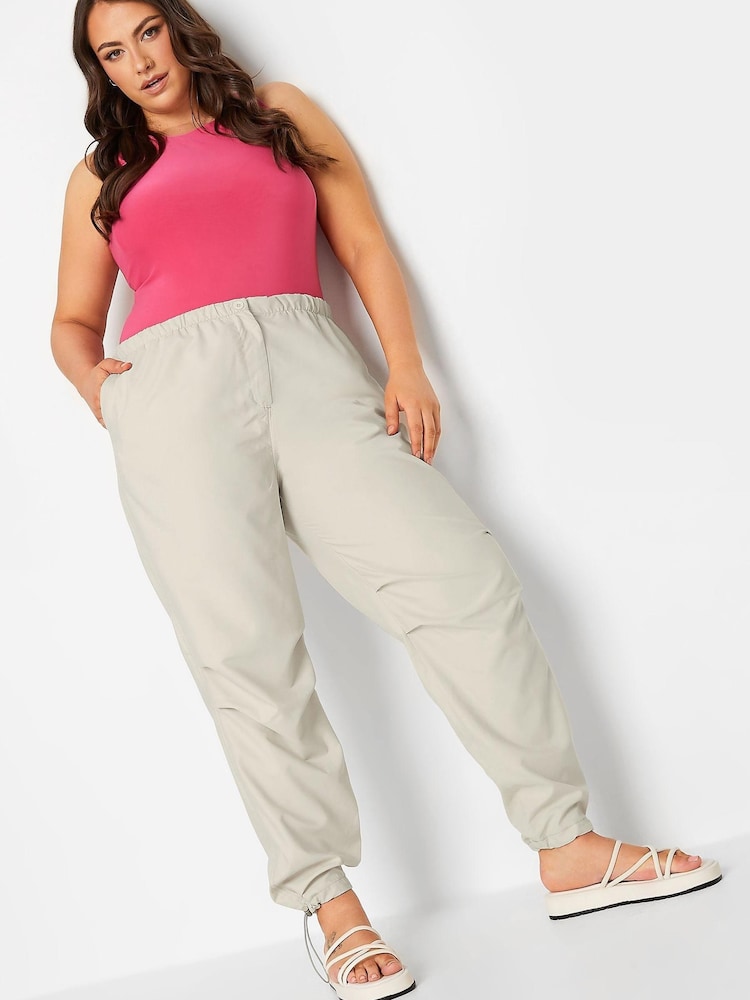 Yours Curve Natural Button Waist Parachute Cargo Trousers - Image 2 of 3