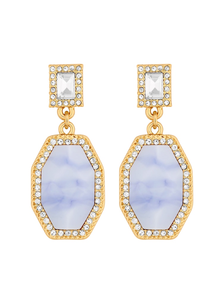 Mood Gold Tone Opal Iridescent Stone Drop Earrings - Image 1 of 3