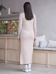 Oatmeal Natural Midi Ribbed Dress - Image 3 of 7