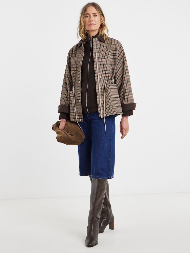 JD Williams Brown Cinched Waist Barn Jacket - Image 1 of 4