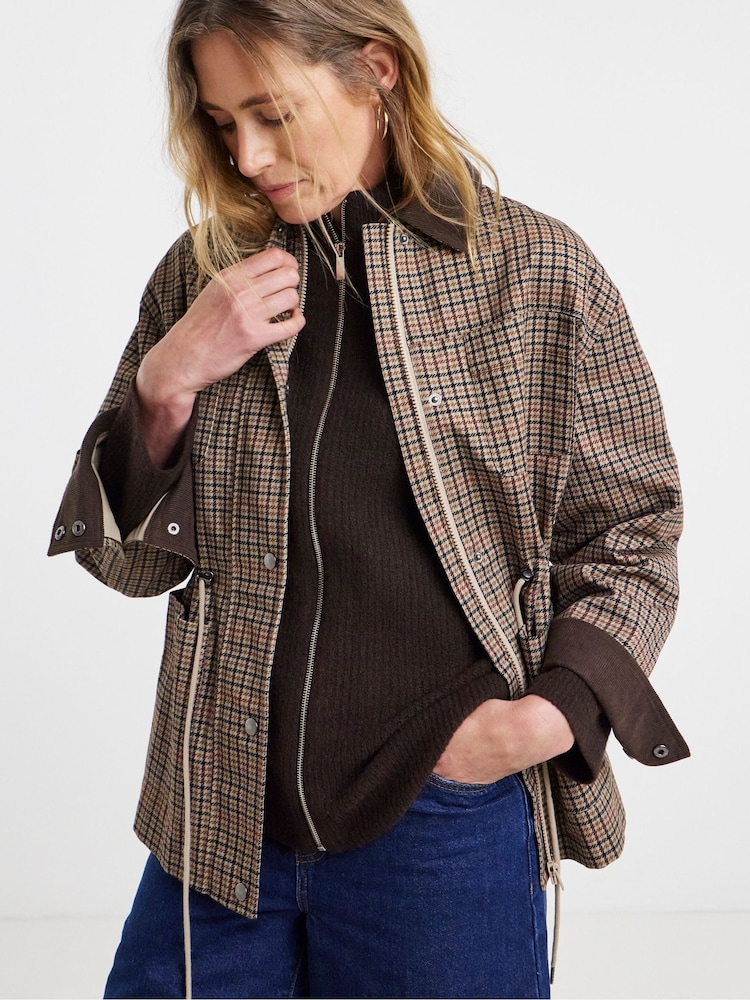 JD Williams Brown Cinched Waist Barn Jacket - Image 2 of 4