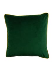 furn. Emerald Green/Gold Forest Fauna Embroidered Polyester Filled Cushion - Image 3 of 5