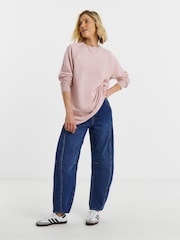 JD Williams Pink Crew Neck  Side Pocket Longline Sweatshirt - Image 1 of 4