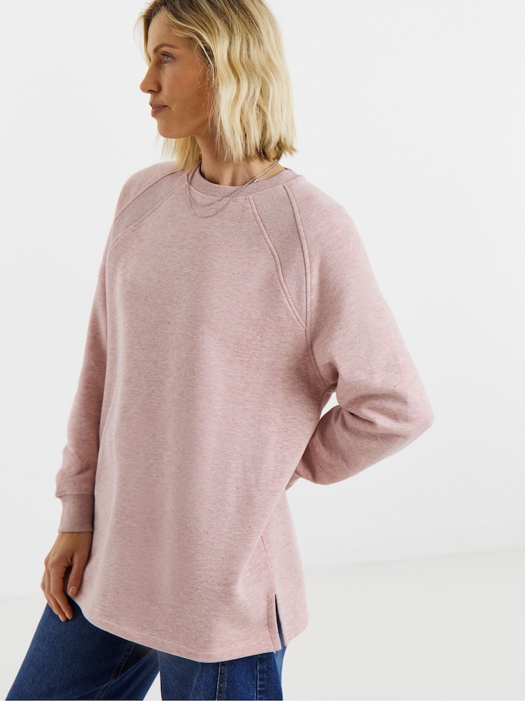 JD Williams Pink Crew Neck  Side Pocket Longline Sweatshirt - Image 2 of 4