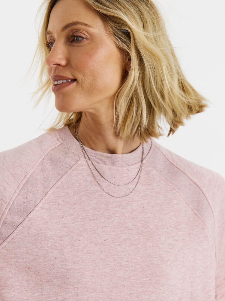 JD Williams Pink Crew Neck  Side Pocket Longline Sweatshirt - Image 4 of 4