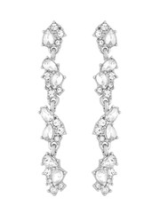 Mood Silver Tone Crystal Mixed Stone Linear Drop Earrings - Image 1 of 3