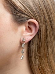 Mood Silver Tone Crystal Mixed Stone Linear Drop Earrings - Image 2 of 3
