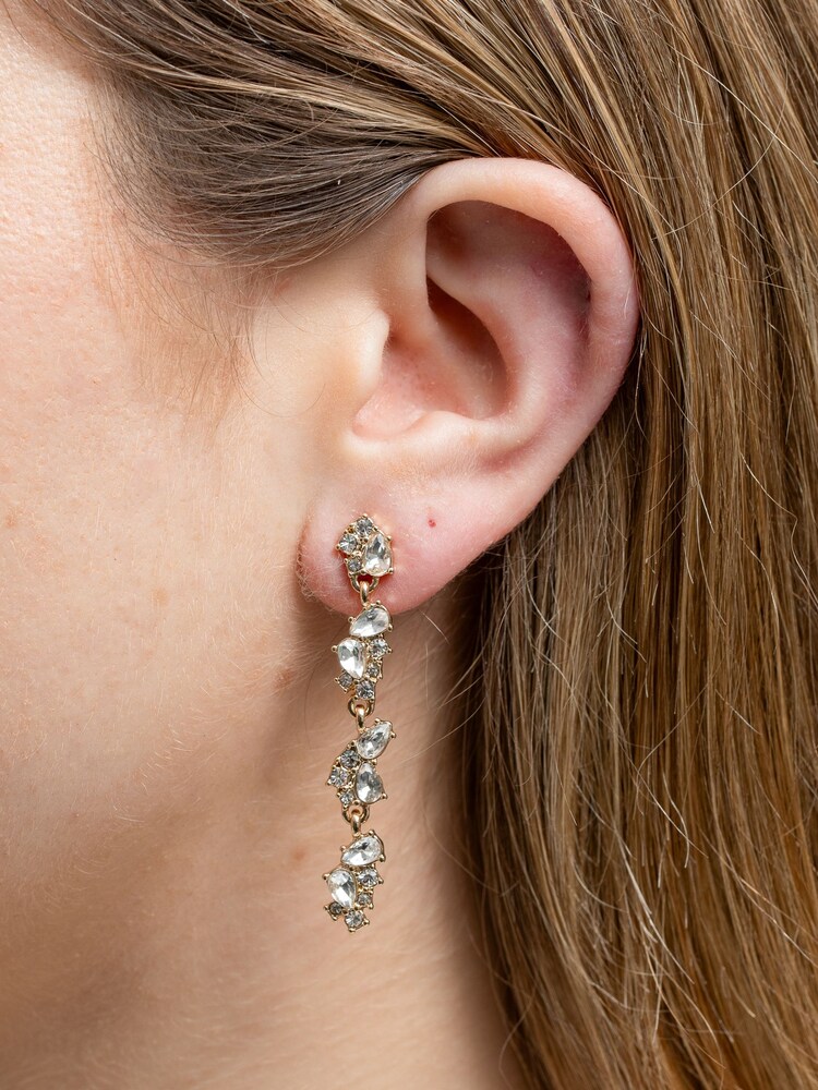 Mood Silver Tone Crystal Mixed Stone Linear Drop Earrings - Image 3 of 3 Mood Silver Tone Crystal Mixed Stone Linear Drop Earrings - Image 3 of 3