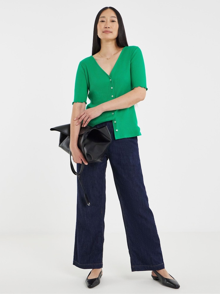 JD Williams Green Lettuce Half Sleeve Rib Cardigan - Image 1 of 4