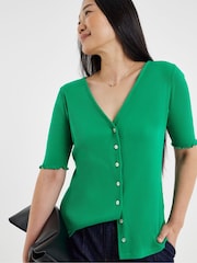 JD Williams Green Lettuce Half Sleeve Rib Cardigan - Image 3 of 4