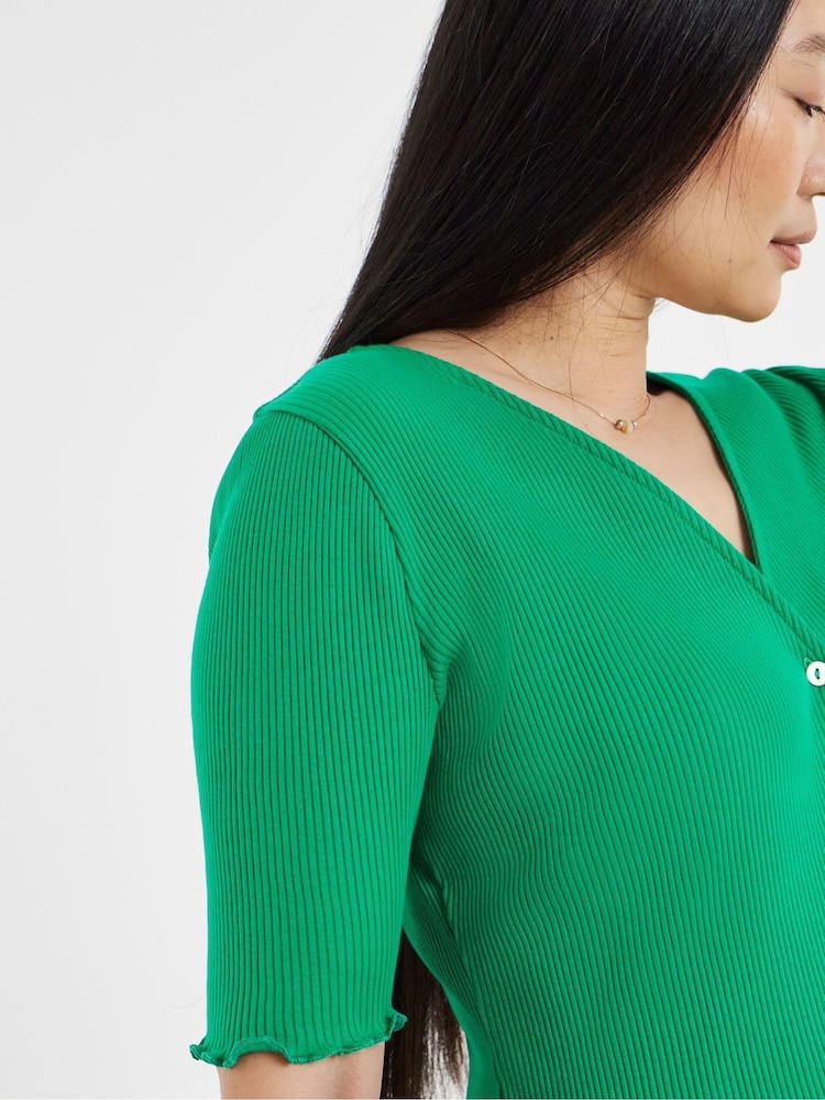 JD Williams Green Lettuce Half Sleeve Rib Cardigan - Image 4 of 4