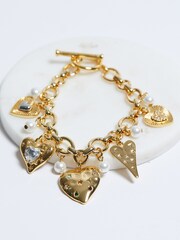 Mood Gold Tone Coloured Crystal Meaningful Heart Charm Bracelet - Image 3 of 4
