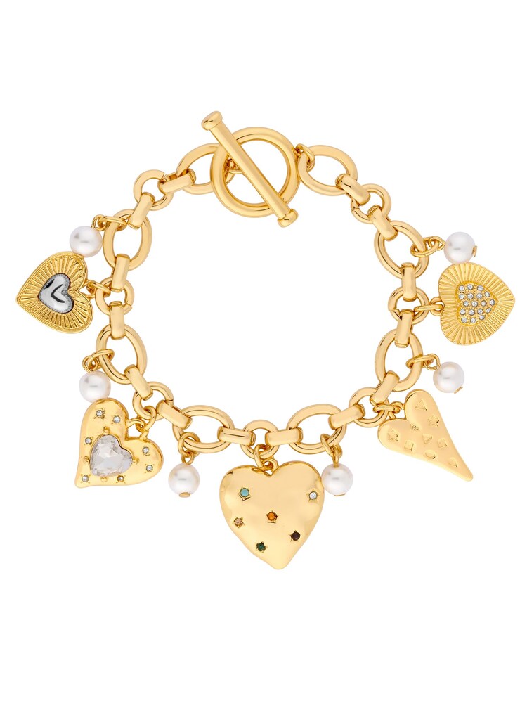 Mood Gold Tone Coloured Crystal Meaningful Heart Charm Bracelet - Image 4 of 4