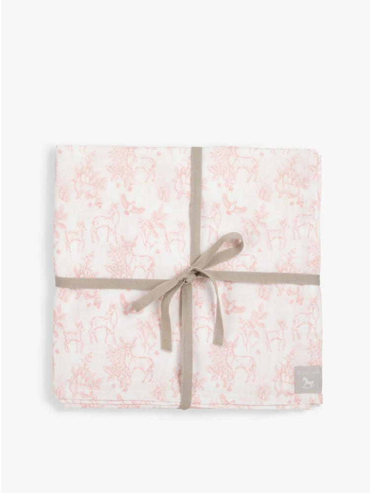 The Little Tailor Pink Muslin 100% Cotton Baby Blanket - Image 1 of 3