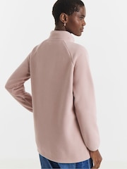 JD Williams Pink Fleece Longline Zip Through Jacket - Image 2 of 4