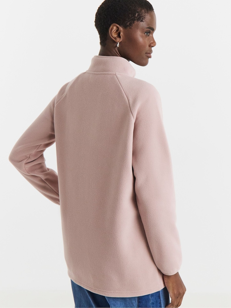 JD Williams Pink Fleece Longline Zip Through Jacket - Image 2 of 4