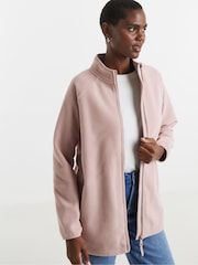 JD Williams Pink Fleece Longline Zip Through Jacket - Image 3 of 4