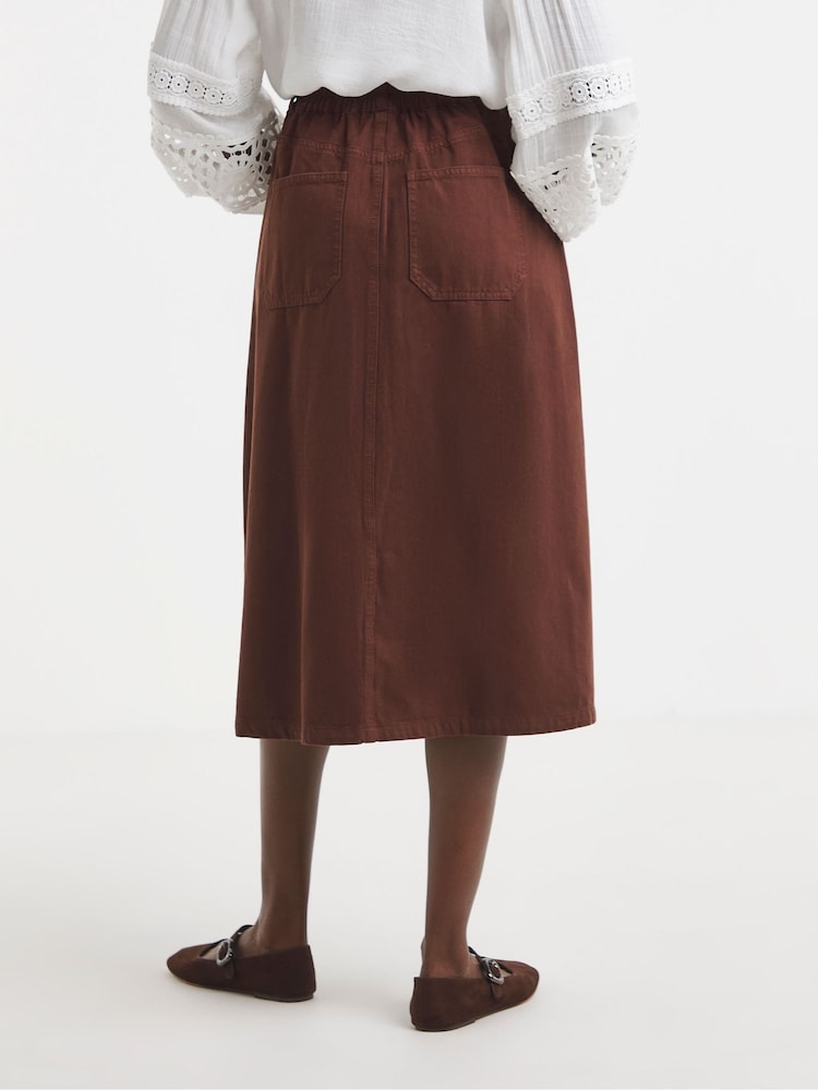 JD Williams Elasticated Waist Button Through Midi Skirt - Bild 2 von 4 JD Williams Elasticated Waist Button Through Midi Skirt - Bild 2 von 4