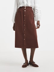 JD Williams Elasticated Waist Button Through Midi Skirt - Bild 3 von 4