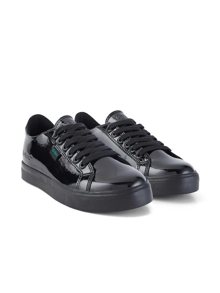 Kickers Black Junior Tovni Lacer Patent Leather Shoes - Image 3 of 5