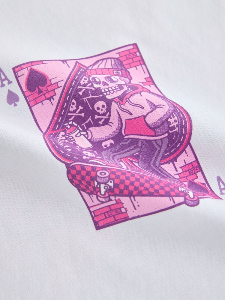 White Ace Card Relaxed Fit Short Sleeve Graphic T-Shirt (3-16yrs) - Image 2 of 3 White Ace Card Relaxed Fit Short Sleeve Graphic T-Shirt (3-16yrs) - Image 2 of 3