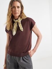 JD Williams Brown V-Neck Short Sleeve Funnel Neck T-Shirt - Image 3 of 4