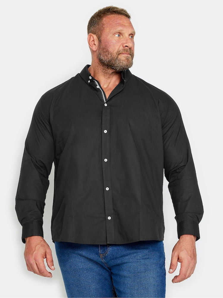 BadRhino Big & Tall Black 100% Cotton Poplin Long Sleeve Shirt - Image 1 of 3
