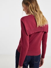 JD Williams Red Scarf Detail V-Neck Jumper - Image 2 of 4