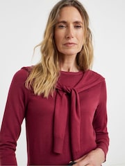 JD Williams Red Scarf Detail V-Neck Jumper - Image 3 of 4