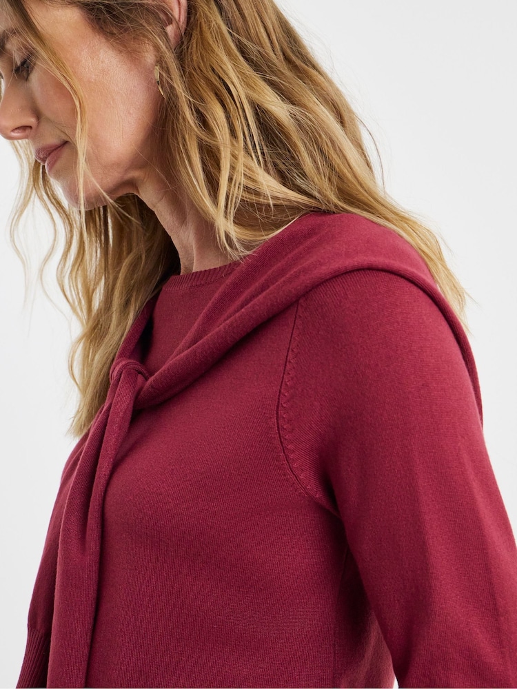 JD Williams Red Scarf Detail V-Neck Jumper - Image 4 of 4