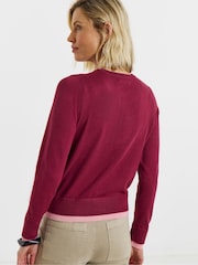JD Williams Pink Contrast Detail Crew Neck Cardigan - Image 2 of 4