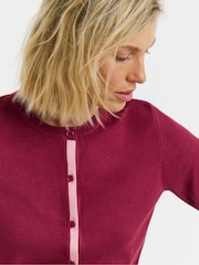 JD Williams Pink Contrast Detail Crew Neck Cardigan - Image 4 of 4