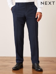 Navy Blue Tailored Wool Mix Textured Suit: Trousers - Image 1 of 8