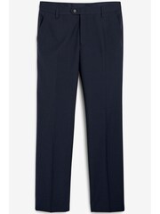 Navy Blue Tailored Wool Mix Textured Suit: Trousers - Image 4 of 8